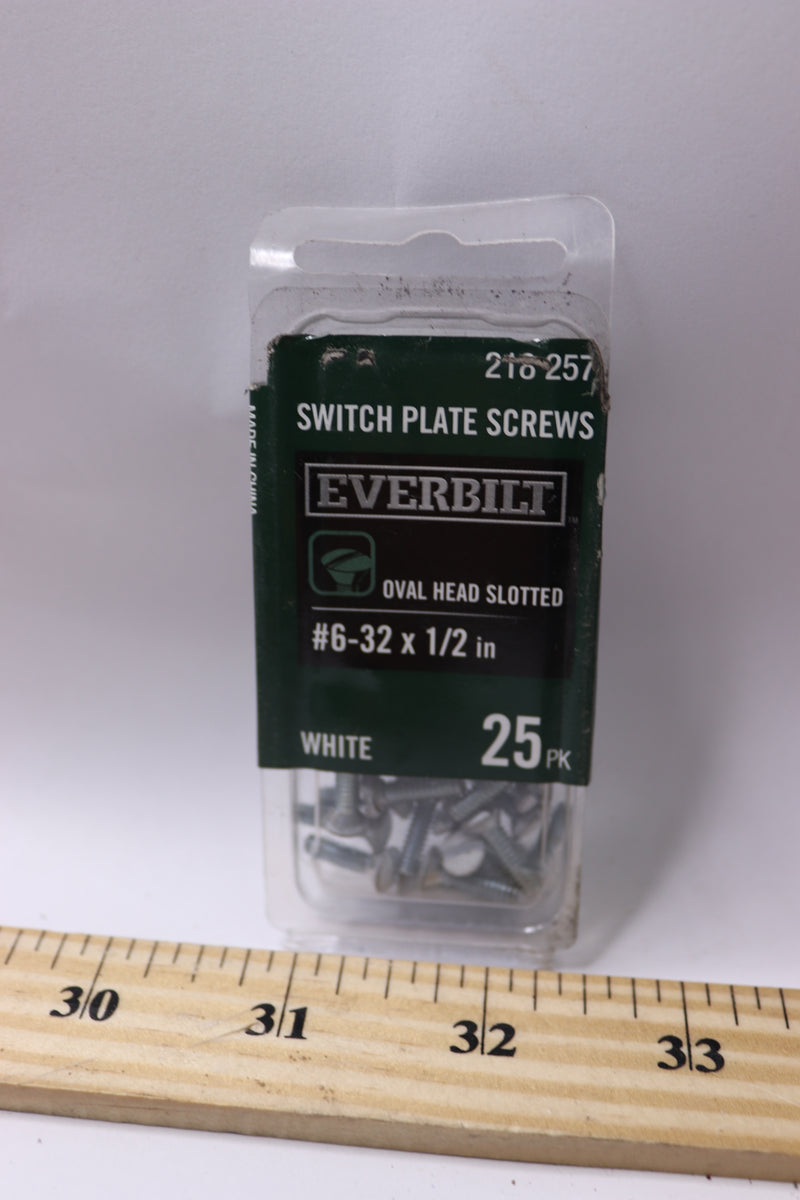 (25-Pk) Everbilt Oval-Head Slotted Drive Switch Plate Screw White