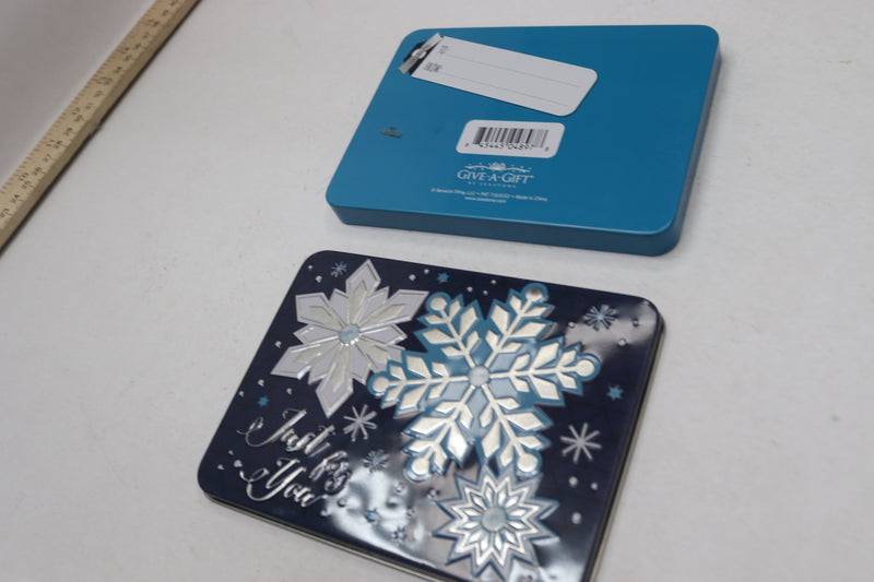 Seastone "Just for You" Winter Snowflake Design Tin Gift Box 4-1/2" x 6-1/4"