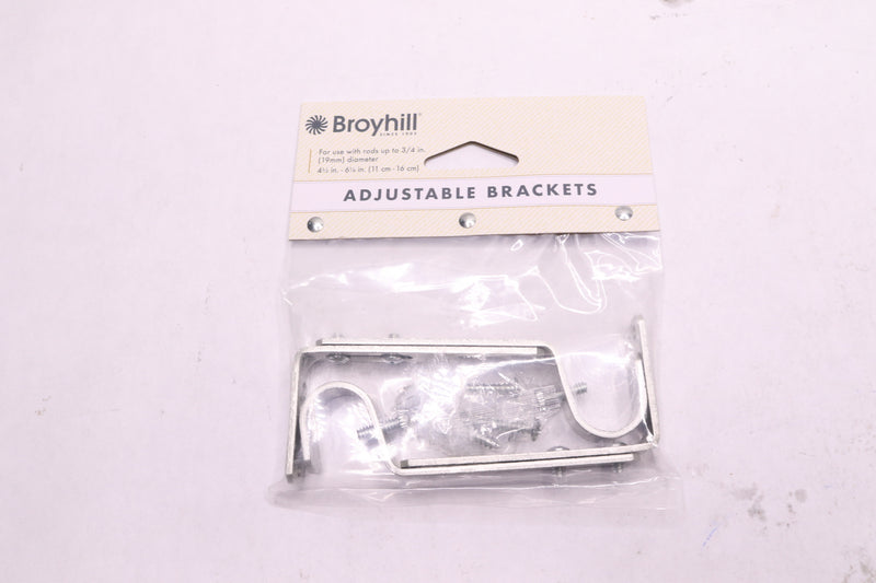 (2-Pk) Broyhill Adjustable Curtain Rod Brackets Satin Nickel T85293V1NP1