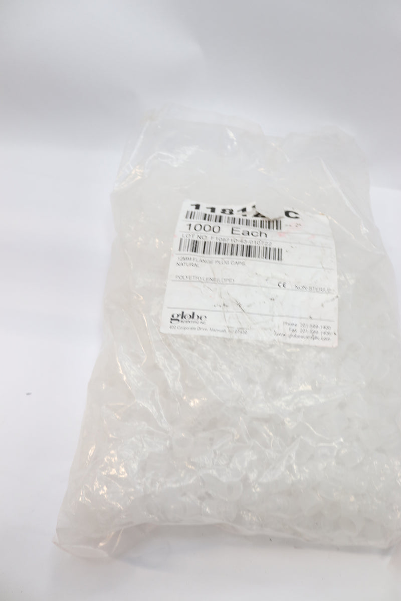 (1000-Pk) Globe Scientific Flange Cap Clear Polyethylene 118127C
