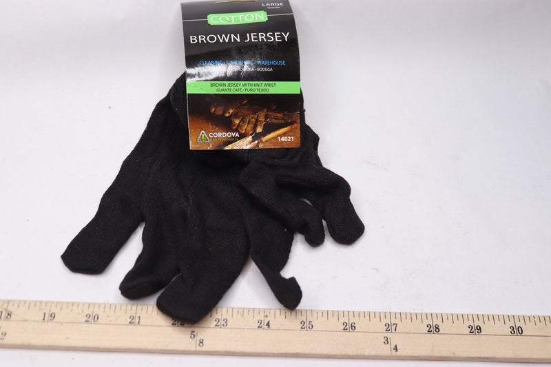 Cordova Brown Jersey Poly Cotton Gloves Large 8 Oz Lightweight 14021
