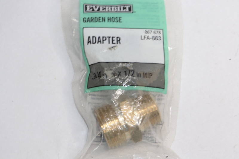 Everbilt Garden Hose Adapter Fitting Brass 3/4" MHT x 1/2" MIP 867678