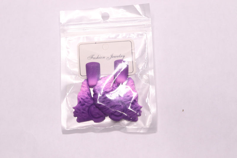 Shein Geometric Drop Earrings Violet Purple Iron 6' H x 5" W SJ2302219683768044
