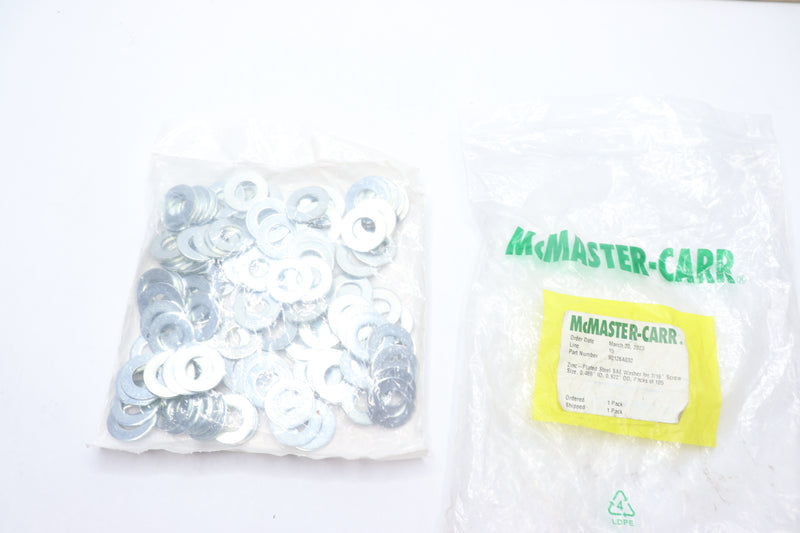 (105-Pk) Mcmaster-Carr Flat Washer Zinc Plated Steel SAE 7/16" 90126A032