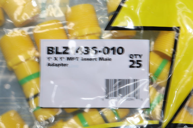 (25-Pk) Blazing Fast Fittings Insert Male Adapter Yellow 1" x 1" MPT BLZ1436-010