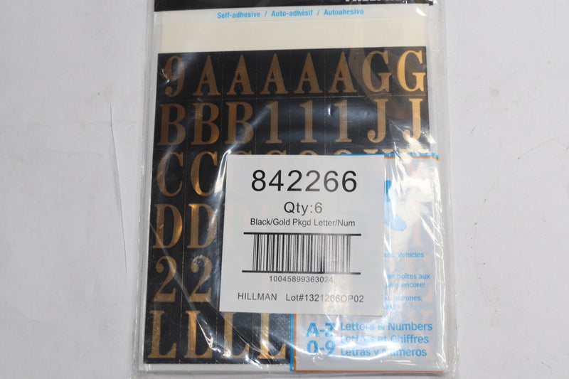 Hillman Mylar Square Cut Self Adhesive Letters & Numbers Black & Gold 842266