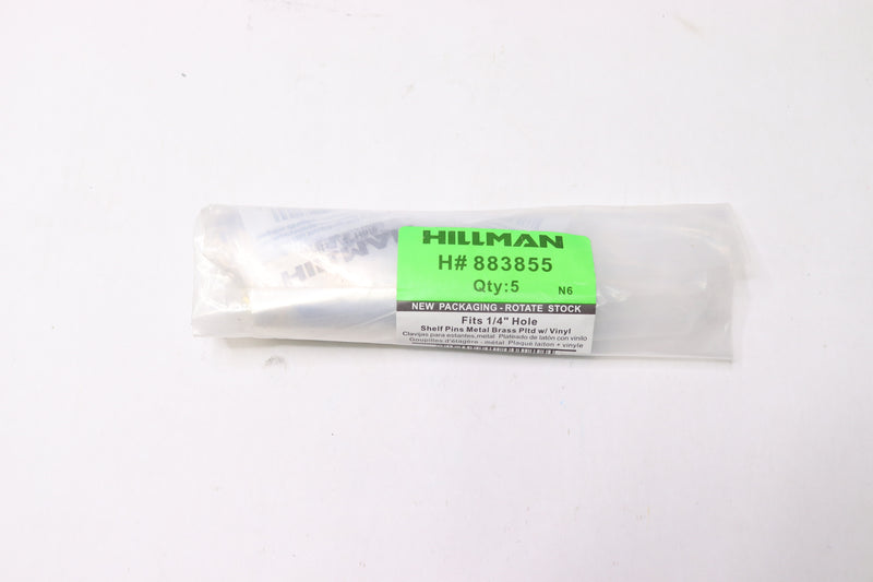 (5) Hillman Rotate Stock Hole Shelfs Pin Metal Brass Fits 1/4" 883855 4-Pack