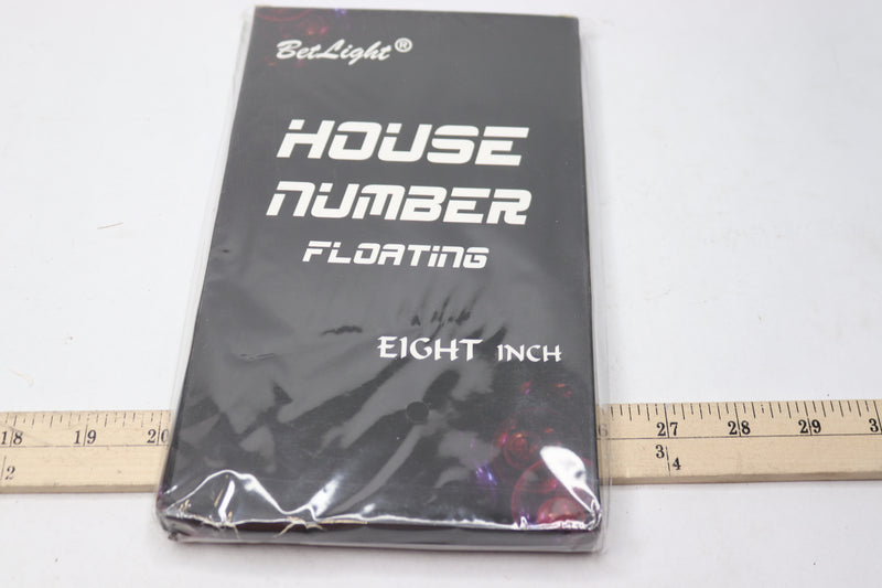 BetLight Modern House Number 4 Floating Stainless Steel Black 8"