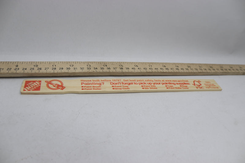 Home Depot Ruler Paint Stick Wood 12" Long x 3/16" Thick C133156