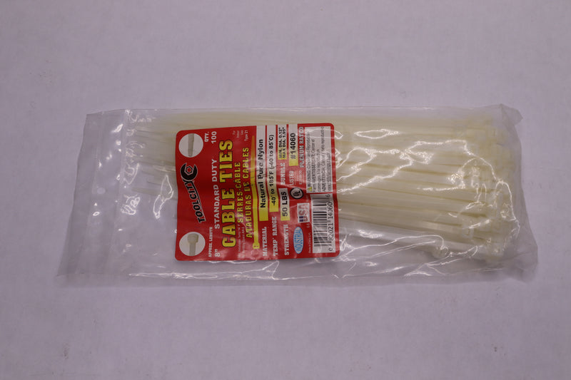 (100-Pk) Tool City Standard Duty Plenim Rated Cable Tie White 8" 3767142