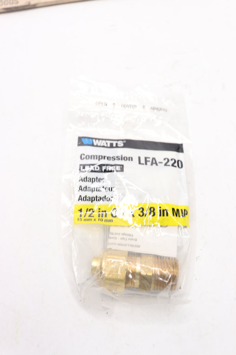 Watts Compression Male Adapter Lead Free Brass 1/2" OD x 3/8" MIP LFA-220