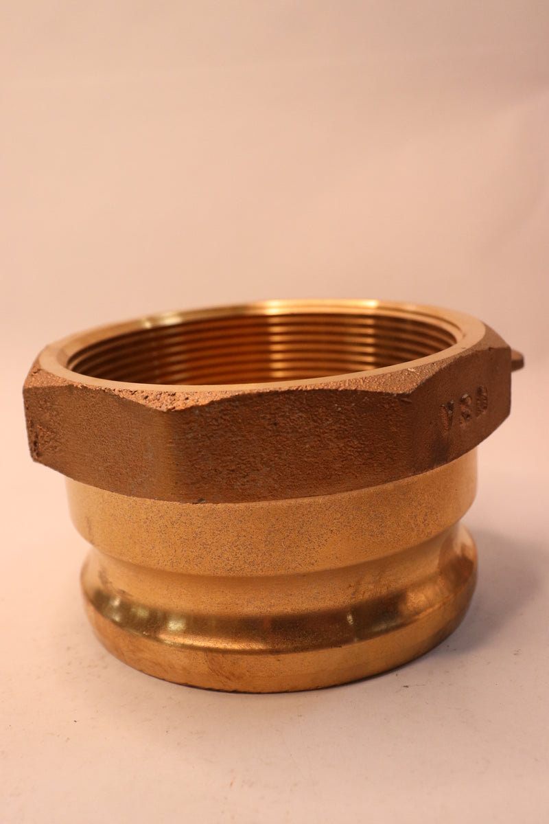 PT Coupling Cam and Groove Adapter Brass Type A 4" x 4" FNPT 40A