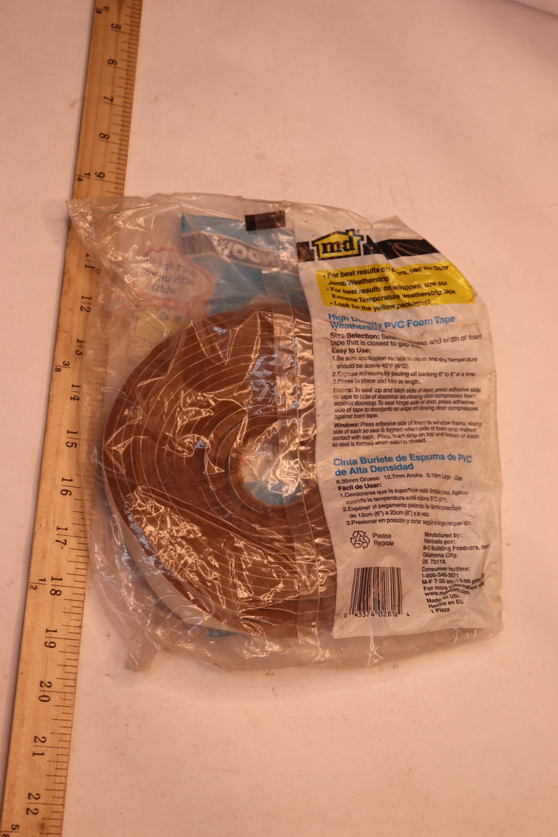 M-D Building Products Closed Cell High Density Foam Tape Brown 1/4" x 1/2"