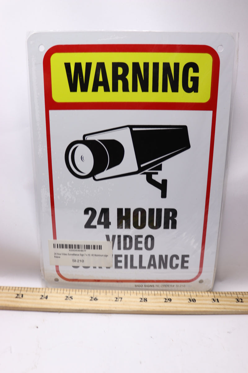 Sigo Signs Warning 24 Hour Video Surveillance Sign Aluminum 7" x 10" SI-210