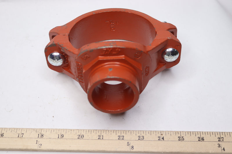 Grinnell Mechanical Threaded Tee Clamp Figure 730 Orange Iron 4" x 2" 730