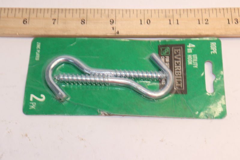 (2-Pk) Everbilt Utility Screw Hook Zinc-Plated Steel 4" 140171