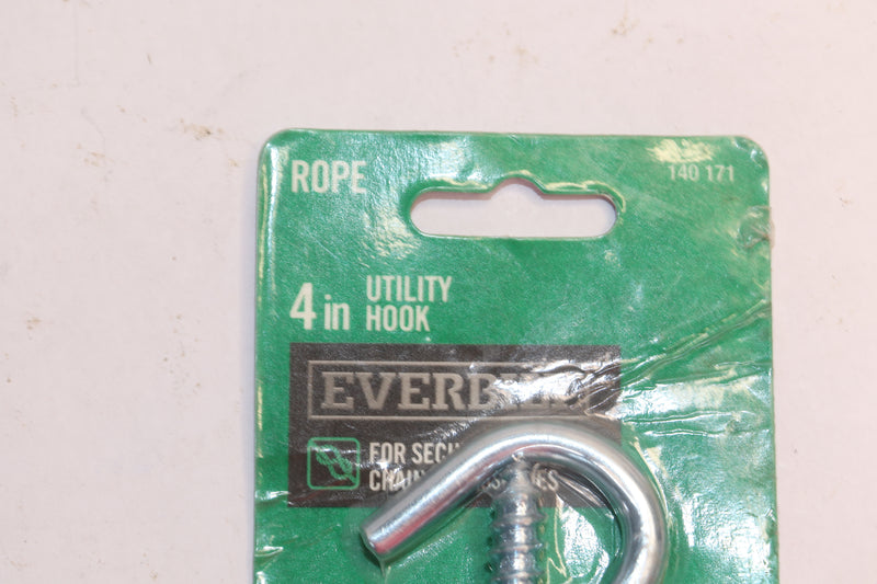 (2-Pk) Everbilt Utility Screw Hook Zinc-Plated Steel 4" 140171