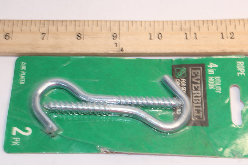 (2-Pk) Everbilt Utility Screw Hook Zinc-Plated Steel 4" 140171