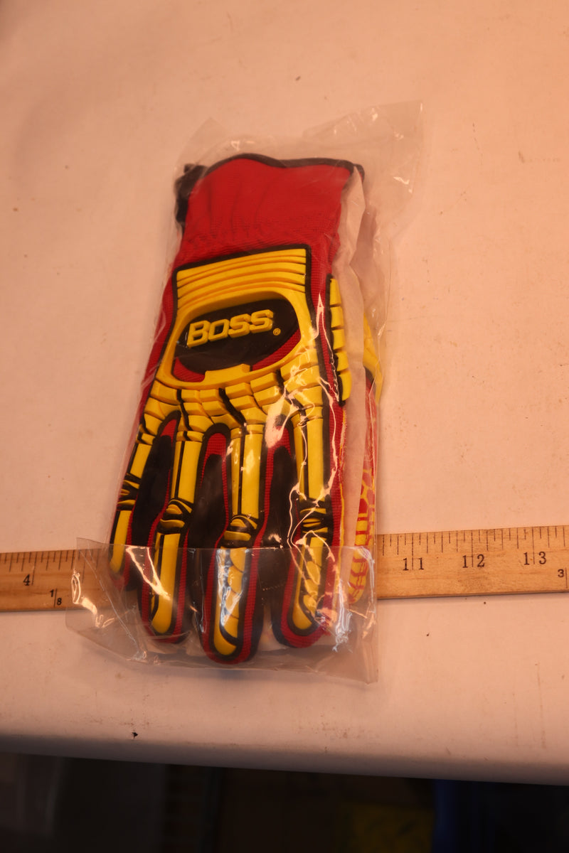 (Pair) Boss Gloves with Red Silicone Grip Medium 120-MP2415/M