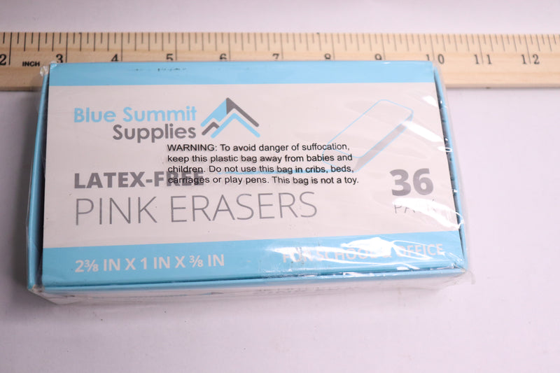 (36-Pk) Blue Summit Supplies Latex-Free Erasers Pink 2-3/8" x 1" x 3/8"
