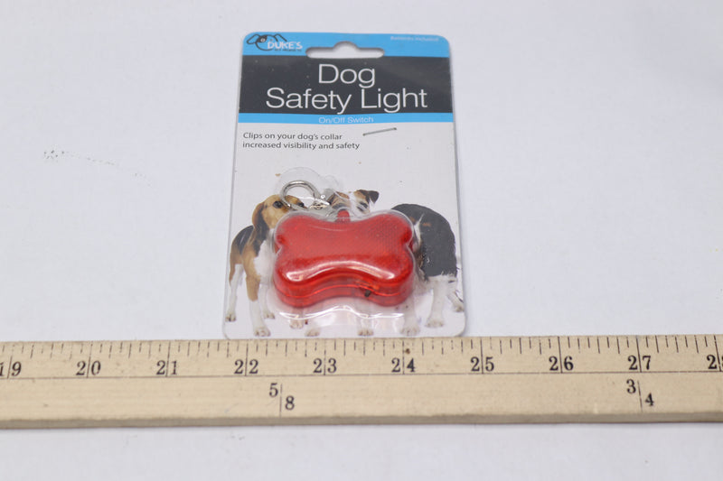 Duke's Dog Safety Light Clips on Collar On Off Switch Red Bone 62604