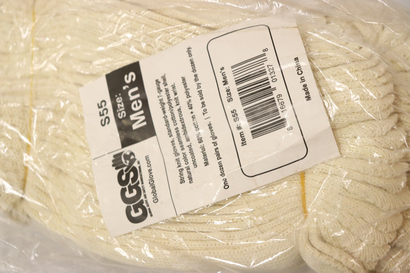(12-Pk) Global Glove Standard Weight Men's Gloves Cotton/Polyester S55