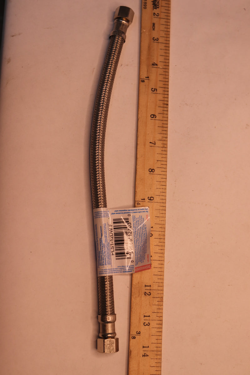 Plumbshop Braided Dishwasher Connector Stainless Steel 3/8" x 3/8" x 12" L