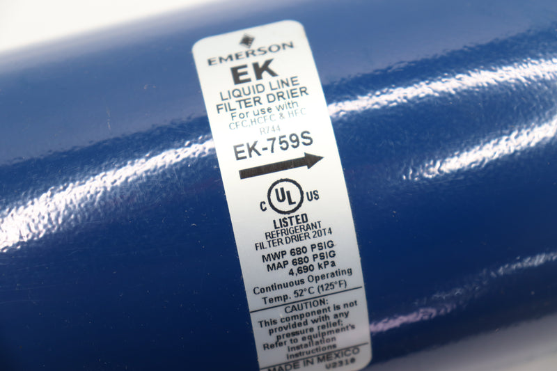 Emerson Liquid Line Filter Drier 1-1/8" Sweat EK-759S