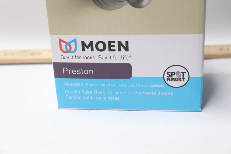 Moen Preston Double Robe Hook in Spot Resist Brushed Nickel DN8403BN