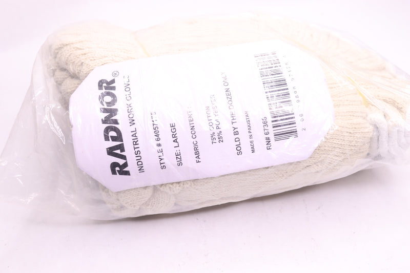 (12-Pairs) Radnor General Purpose Work Gloves Lightweight Cotton Large 64057175