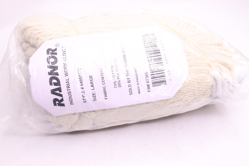 (12-Pairs) Radnor General Purpose Work Gloves Lightweight Cotton Large 64057175