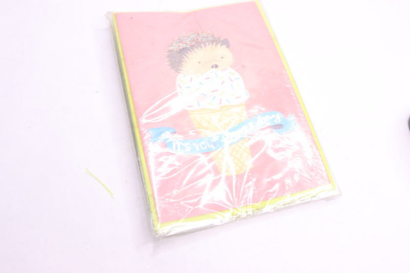 (3-Pk) Papyrus Hedgehog and Ice Cream Birthday Card - AS SHOWN ONLY