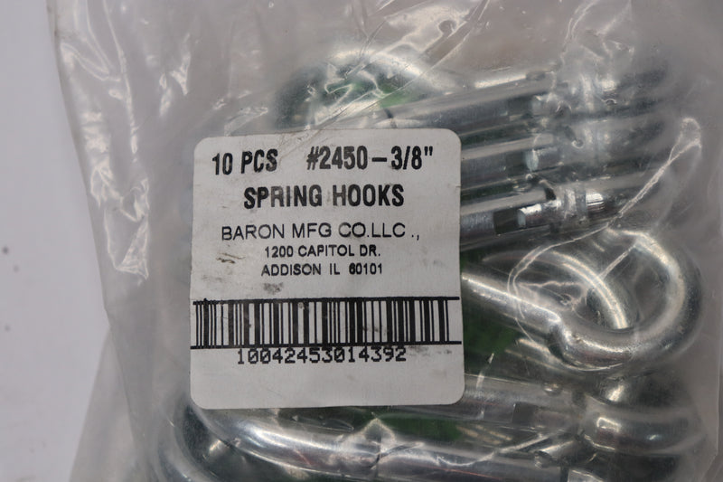 (10-Pk) Baron Snap Link Spring Hooks Steel 2450-3/8"