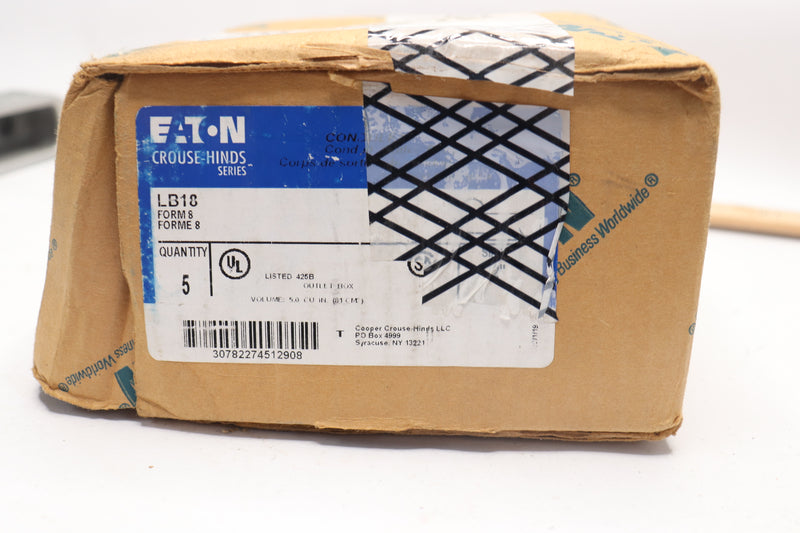 (5-Pk) Eaton Crouse-Hinds Condulet Form 8 Conduit Outlet Body 1/2" LB18