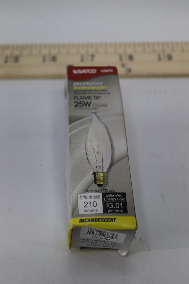 Satco Decorative Incandescent Flame Tip Clear 25W A3674