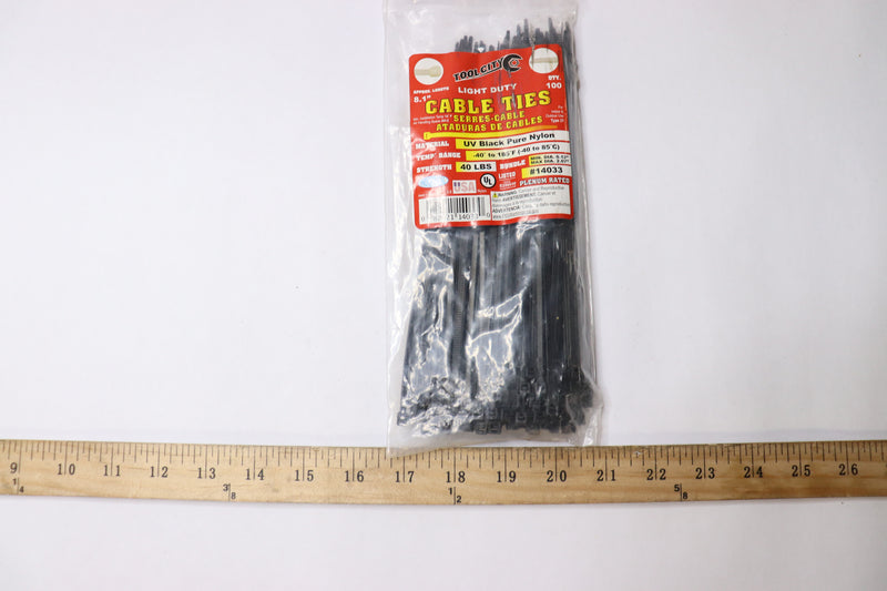 (100-Pk) Tool City Cable Tie Black 8.1" 3766979