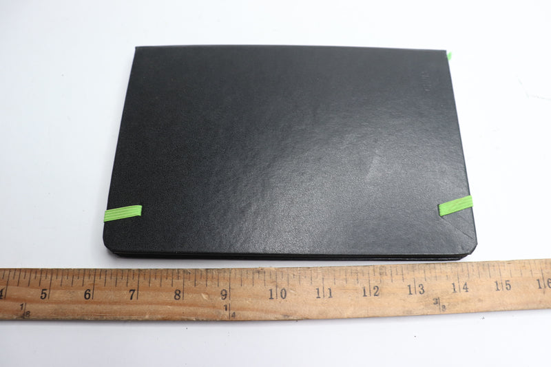 Employers Health Black Notebook Lime Green Strap 8-1/4" x 5-1/2"
