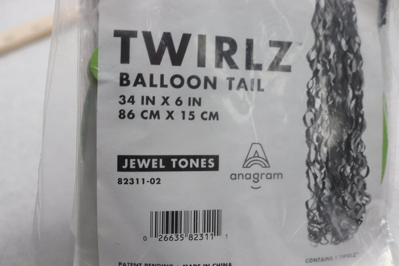 (5-Pk) Anagram Jewel Tones Twirlz Balloon Tail 34" H x 6" Dia 82311-02