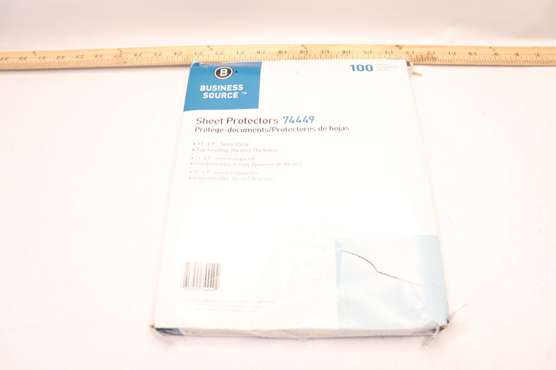 Business Source Nonglare Top-Loading Sheet Protectors Semi-Clear 11" x 9" 74449