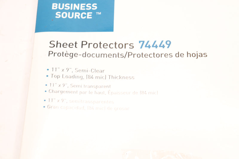 Business Source Nonglare Top-Loading Sheet Protectors Semi-Clear 11" x 9" 74449