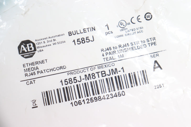 Allen-Bradley Ethernet Media Standard Straight Male RJ45 Connector