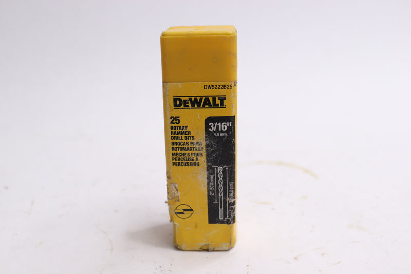 (25-Pk) DeWalt Rotary Hammer Drill Bits 3/16" x 3" DW5222B25