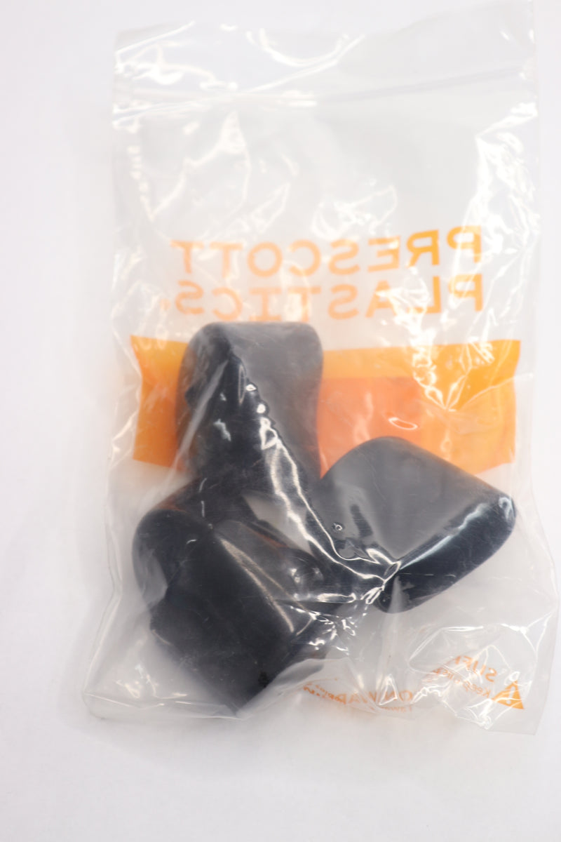 (4-Pk) Prescott Plastics Flexible End Cap Tall Rubber Black 1.75"