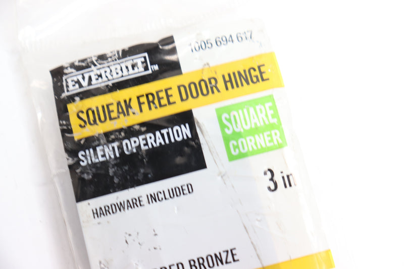 Everbilt Squeak-Free Door Hinge Oil-Rubbed Bronze 3" Square Corner 1005 694 617