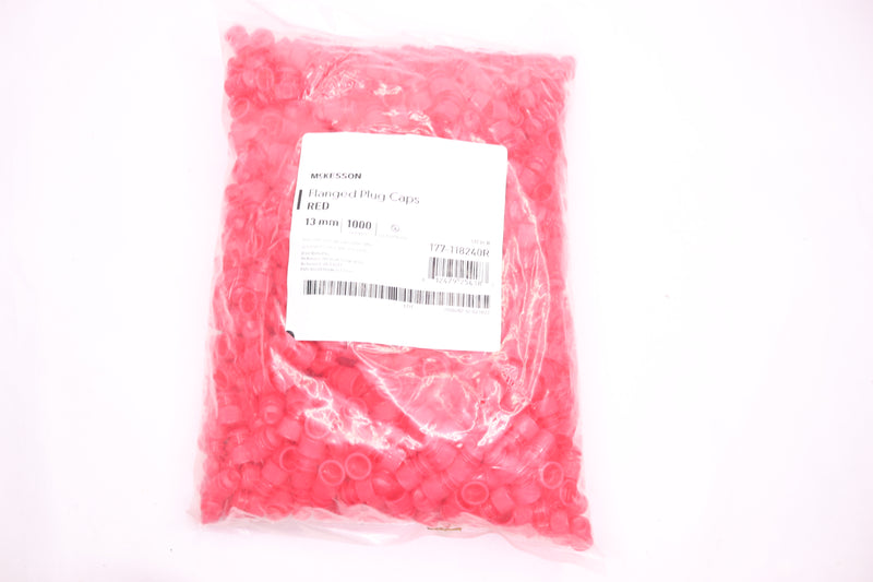 (1000-Pk) McKesson Flanged Plug Caps Plastic Red 13 mm 177-118240R