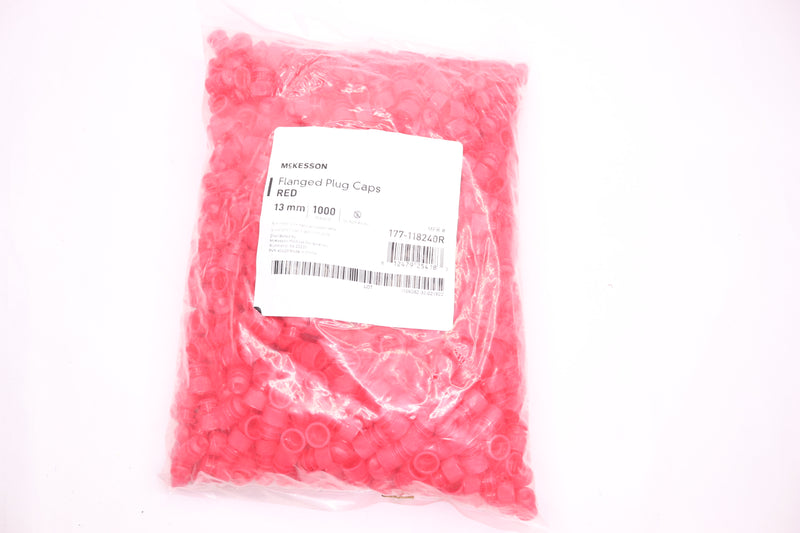 (1000-Pk) McKesson Flanged Plug Caps Plastic Red 13 mm 177-118240R
