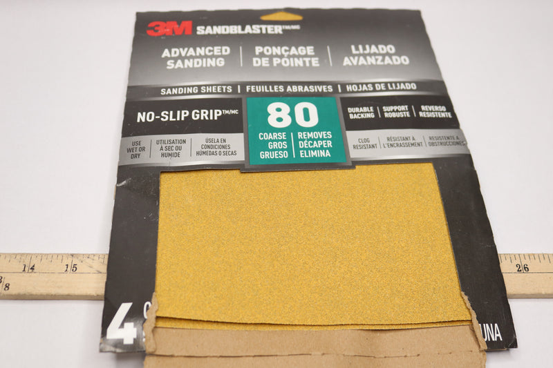 (4-Pk) 3M Sandblaster Sandpaper Synthetic Mineral Abrasive 80 Grit 9" x 11"
