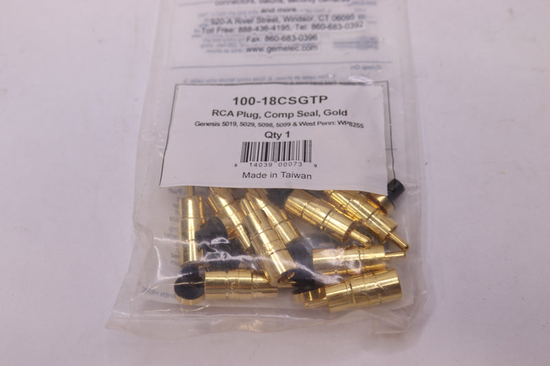 (10-Pk) Triplett RCA Male Compression for RGB Cable Gold 100-18CSGTP