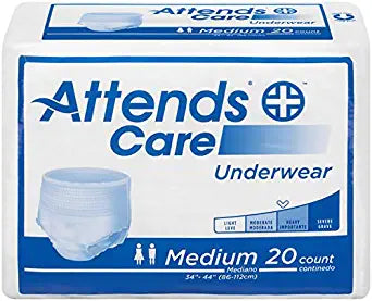 (20-Pk) Attends Protective Underwear Regular Absorbency Medium 34" - 44" APV20