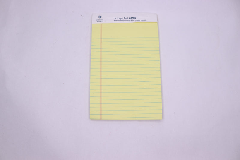 Business Source Perforated Legal Ruled Pads Canary Paper 5" x 8" 63107